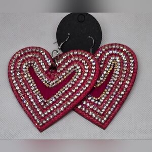 Pink Heart bling embellished Earrings